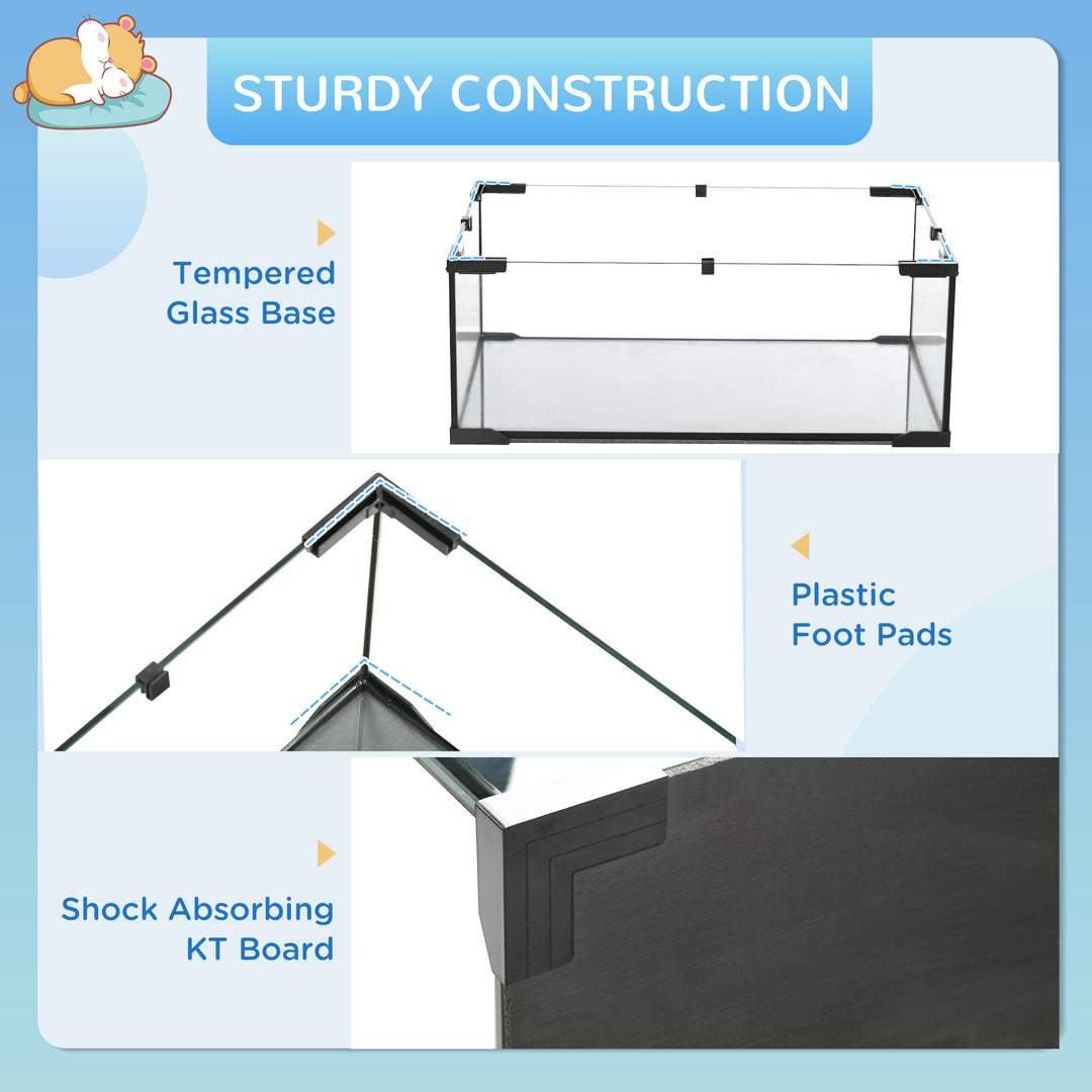 3 Tiers Hamster Cage, Gerbil Cage with Deep Glass Bottom, Non-Slip Ramps, Platforms, Hut, Exercise Wheels, Water Bottle, Dish, for Syrian Hamster, Dwarf Hamster, 60 x 40 x 54.5cm