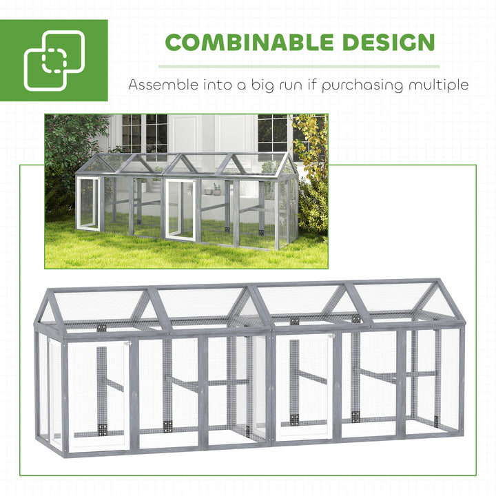 2-Piece Wooden Chicken Coop and Run Set, Poultry Run Cage with Nesting Box, Slide-Out Tray, Roof, Perch