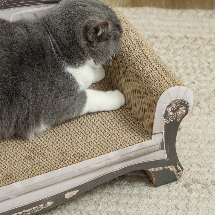 2-in-1 Cat Scratcher with Organic Catnip for Indoor Cats, 29.5 x 56 x 26cm, Brown