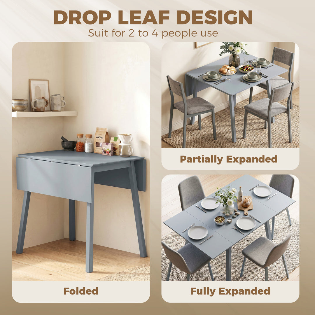 Solid Wood Folding Dining Table, Drop Leaf Table for 2-4 People, Recta