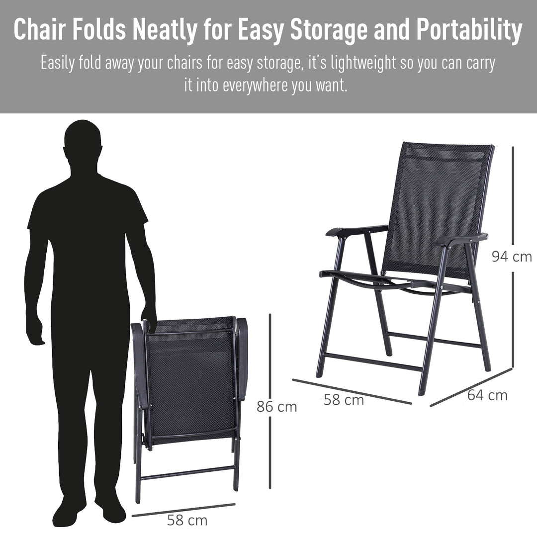 Set of Six Folding Garden Chairs - Black