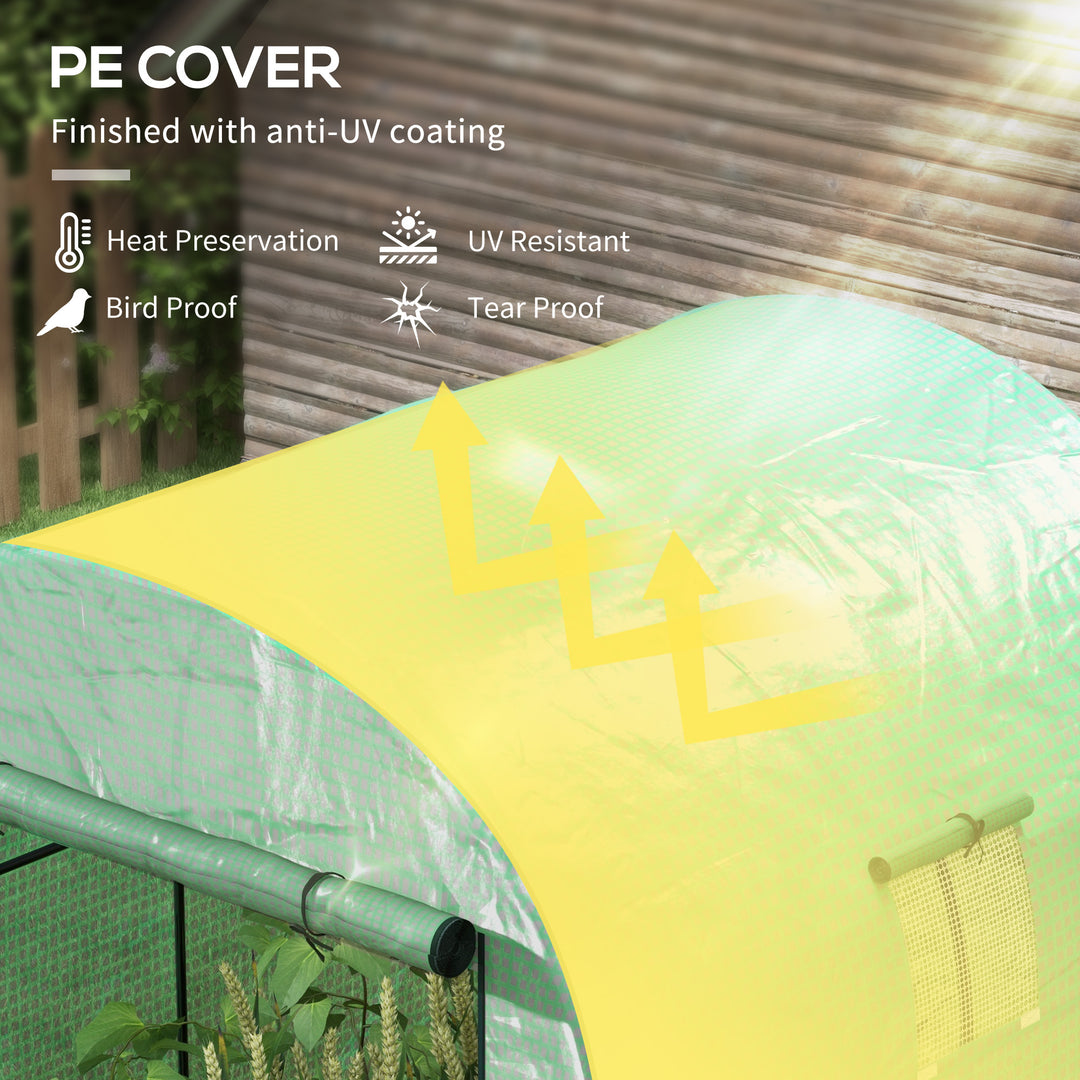 180 x 180cm Walk-In Polytunnel Greenhouse - Green