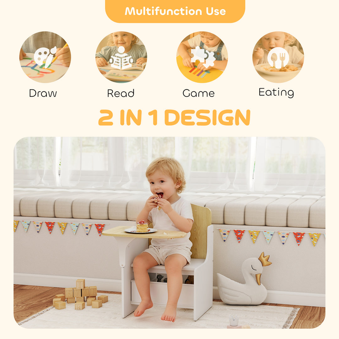 Kids Table and Chair Set, Children Desk and Chair with Storage Bins for Playing, Reading, Painting, for Ages 3-5