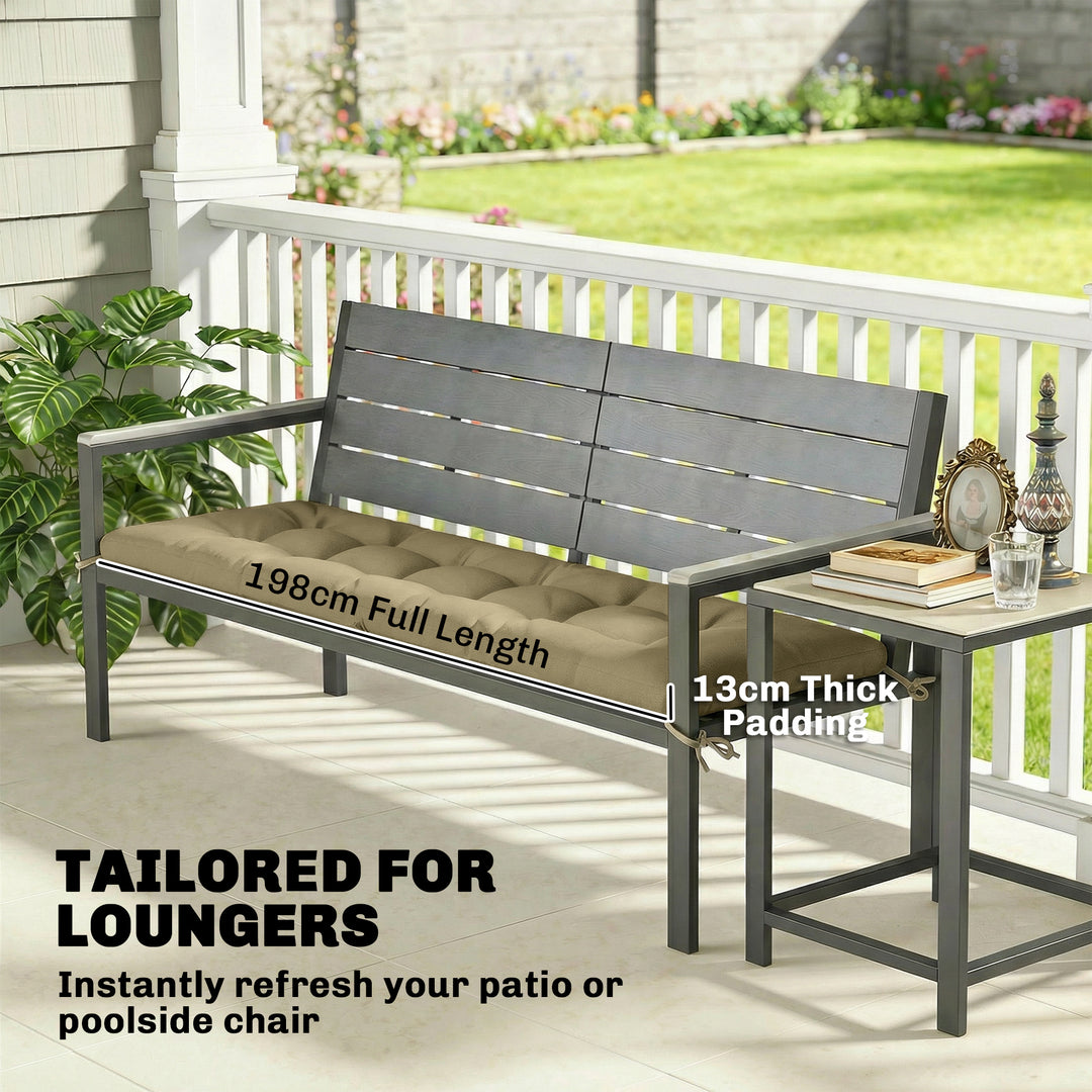 Sun Lounger Cushion, Memory Foam Patio Chair Cushion with Ties, Outdoo