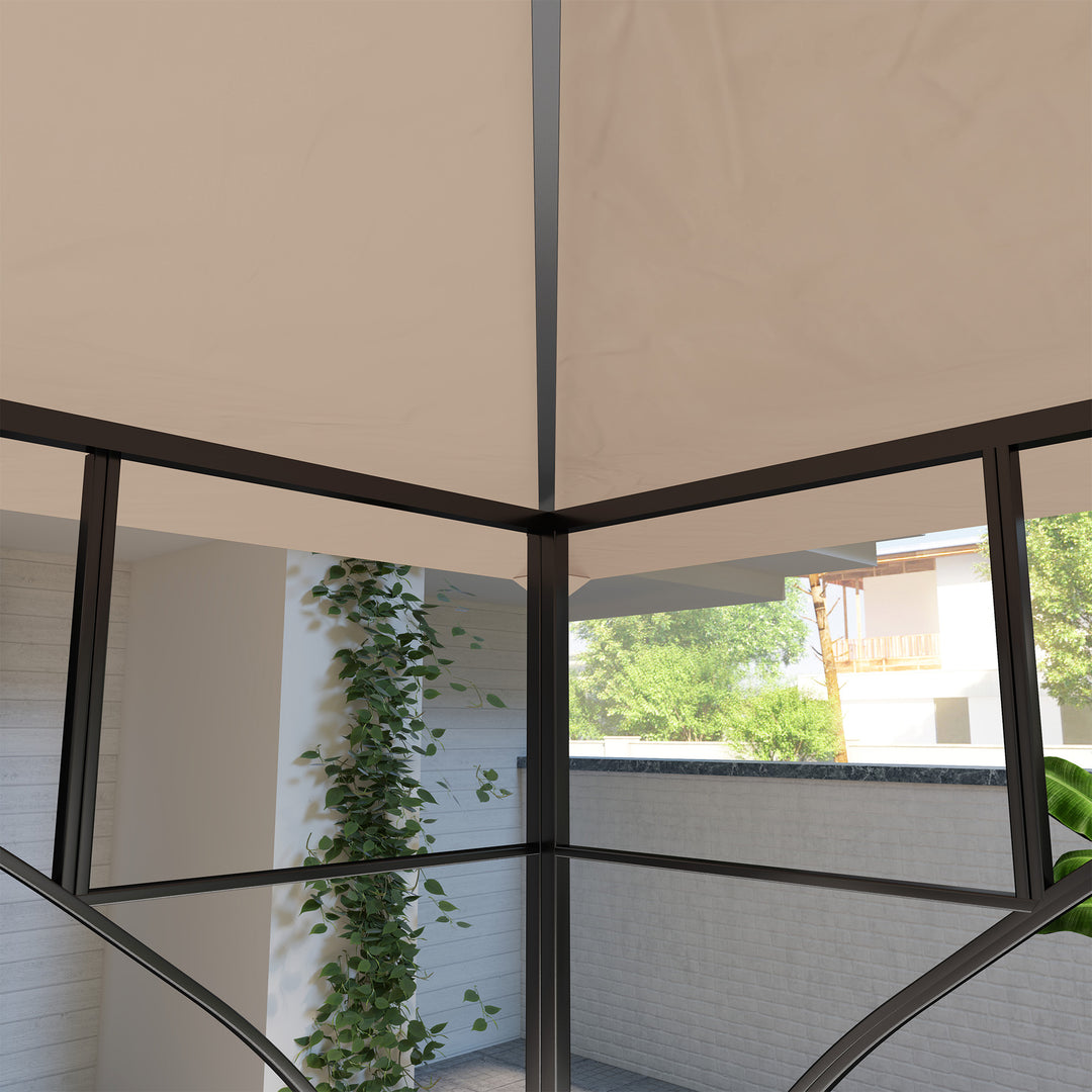 3x3(m) Replacement Gazebo Canopy, Double Tier Roof Top for Garden, Patio, Outdoor, Khaki (TOP ONLY)