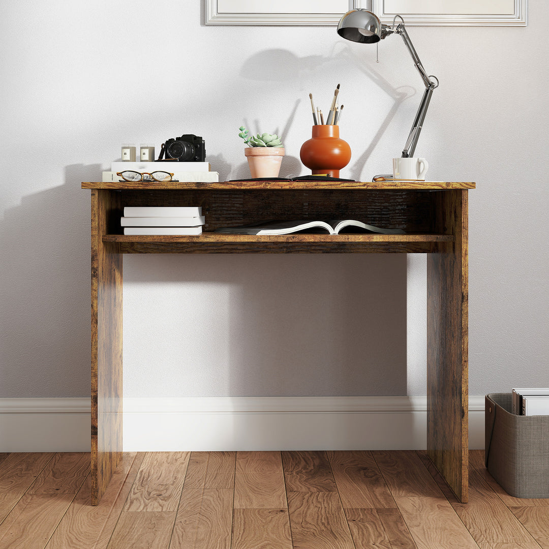 Boxy Work Desk, with Shelf - Wood-Effect