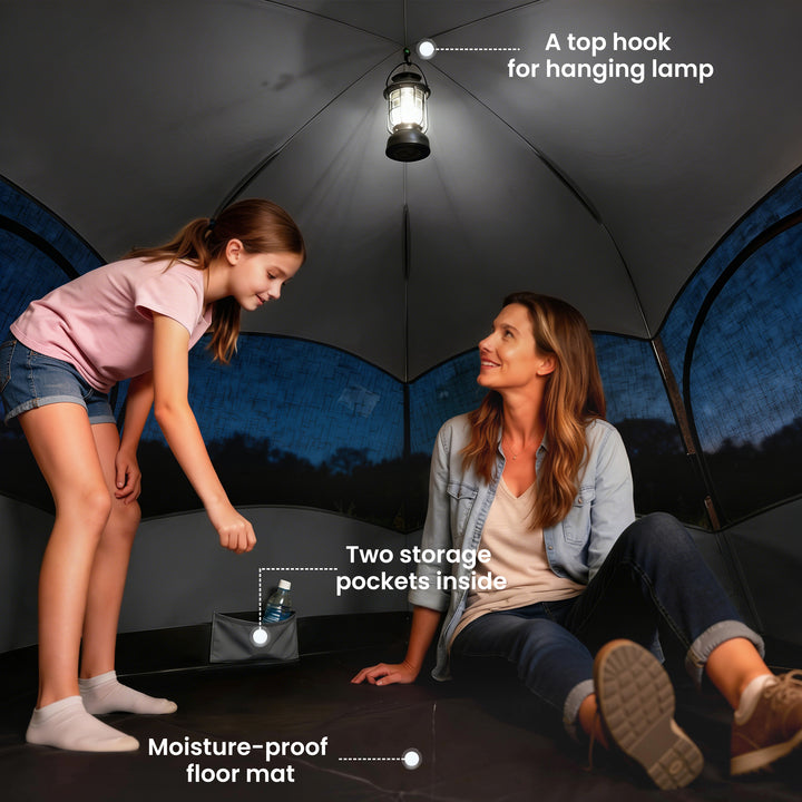 Double Layer Instant Pop Up Tent with Rainfly, Portable Camping Shelte