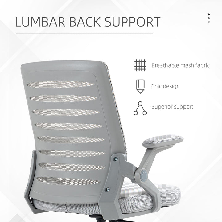44-53.5cm Adjustable Height Work Chair, with Mesh Back - Grey