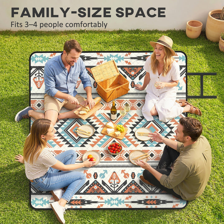 Picnic Blanket, 200x200CM Large Beach Blanket Outdoor Picnic Mat with 