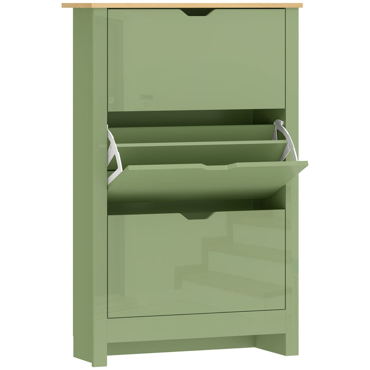 Slim Shoe Cabinet, Narrow Shoe Cupboard with 3 Flip Drawers, Adjustabl