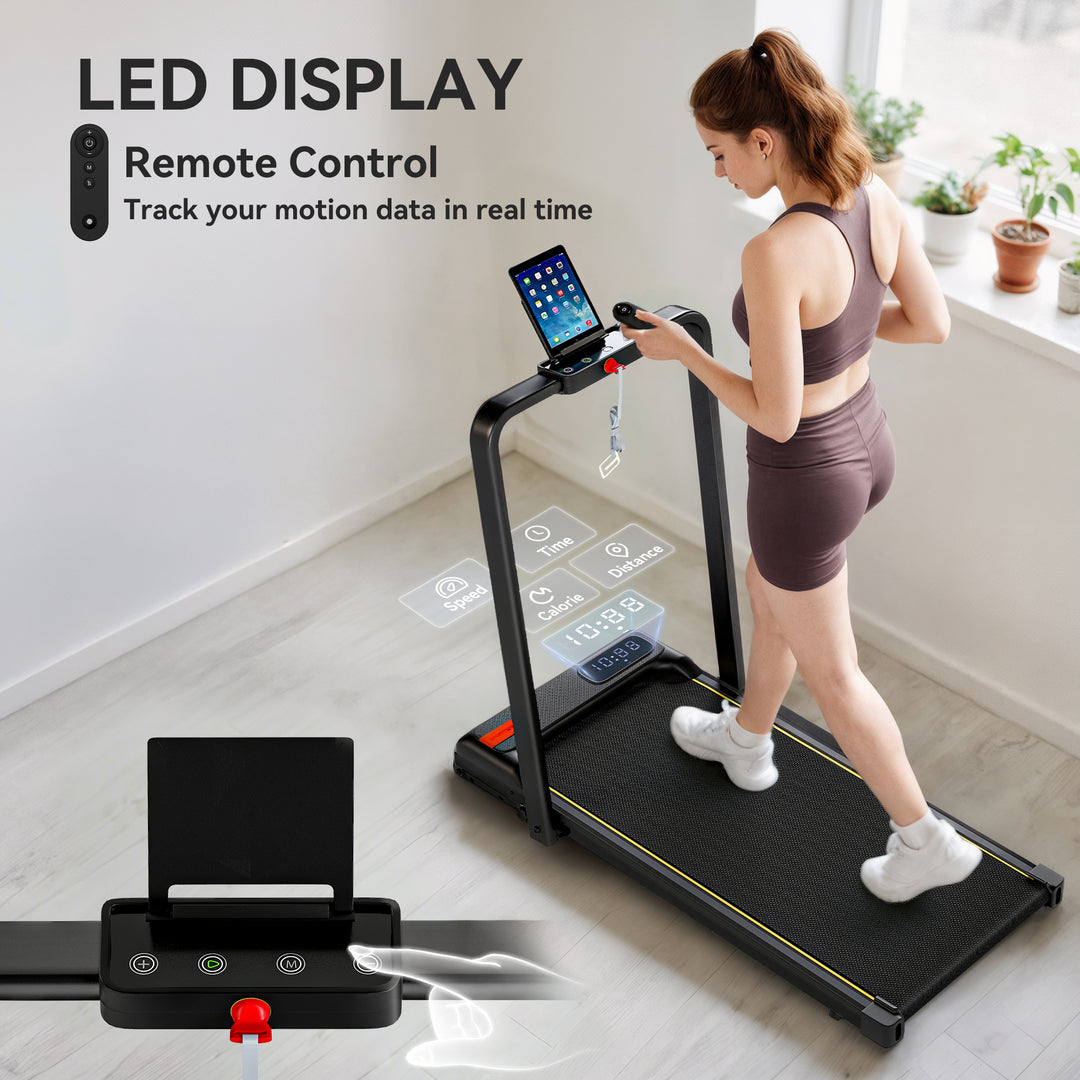 Folding Treadmill Walking Pad, 2HP Portable Under Desk Treadmill with 