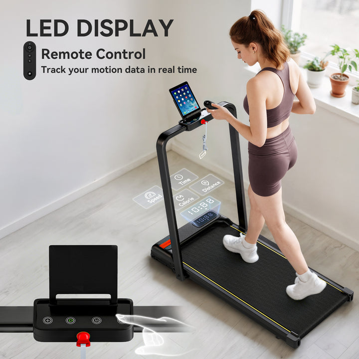 Folding Treadmill Walking Pad, 2HP Portable Under Desk Treadmill with 