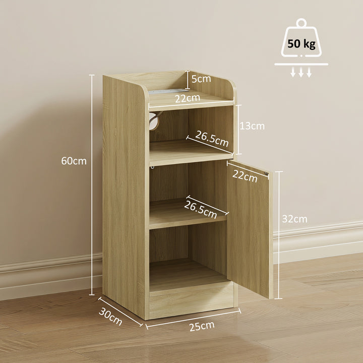 Slim Bedside Table Set of 2 with Charging Station, Narrow Bedside Cabi