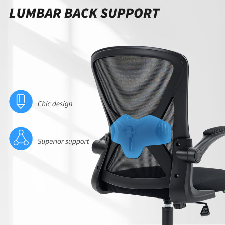 Mesh Back Office Chair, with Flip-Up Arms - Black