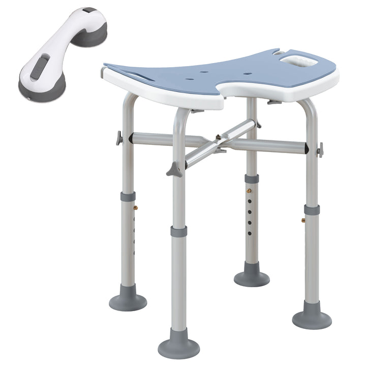 HOMCOM 39-51.5cm 'U' Seat Padded Shower Stool - Light Blue | Aosom UK