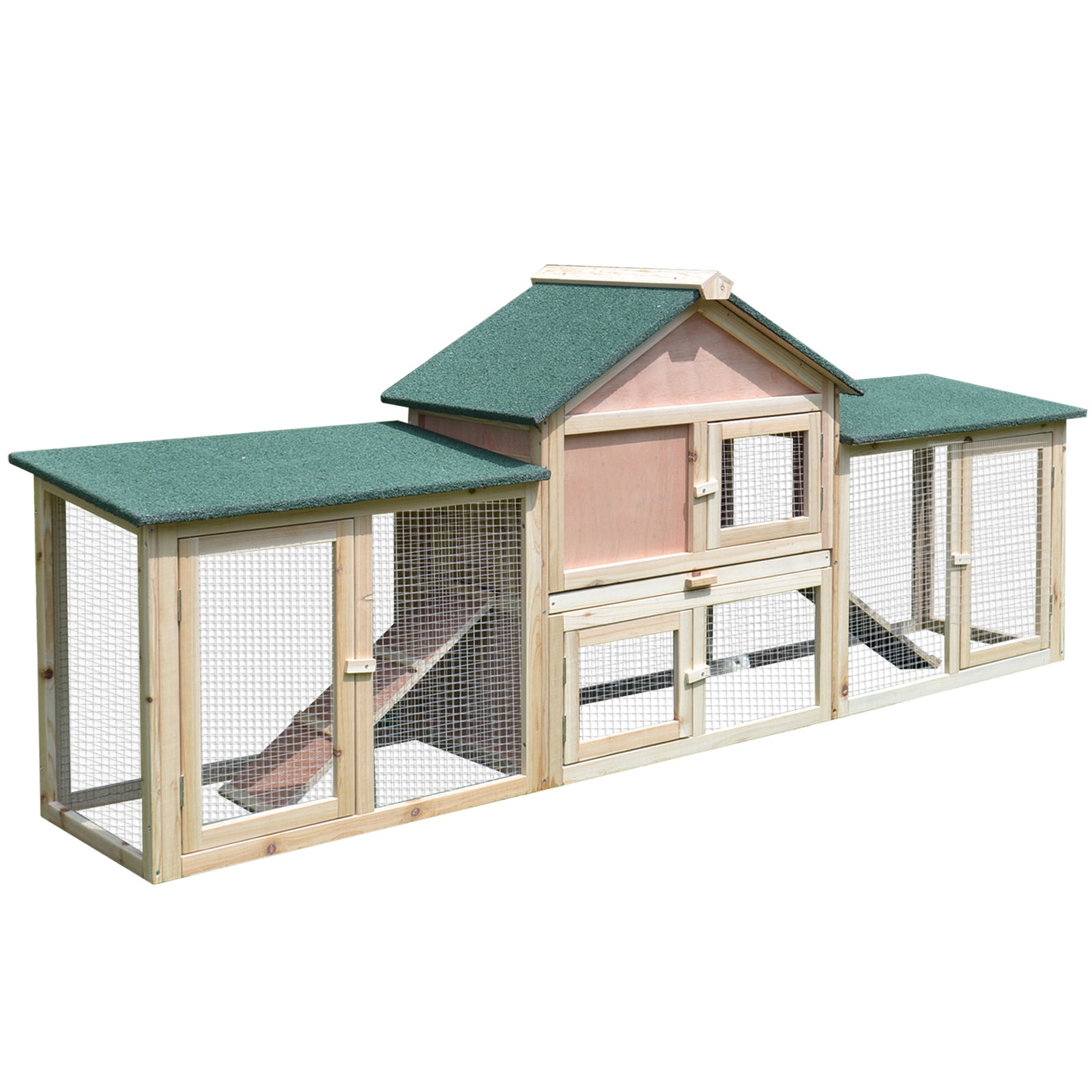 Guinea Pigs Hutches, 210Lx45.5Wx84.5H cm, Fir Wood-Natural Wood Colour