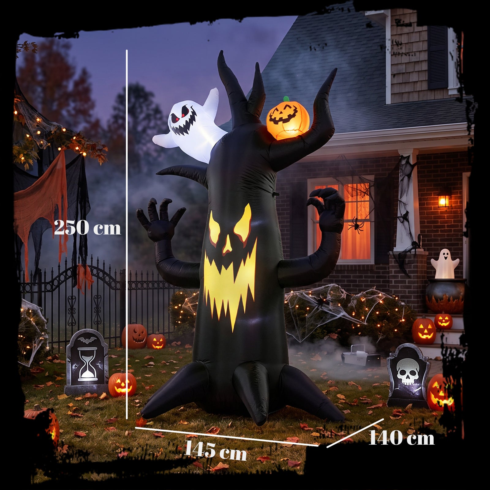 8 FT Halloween Inflatable Spooky Tree, Blow Up Decoration with Ghost a