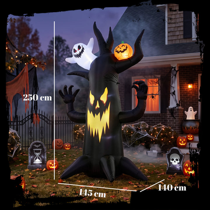 8 FT Halloween Inflatable Spooky Tree, Blow Up Decoration with Ghost a
