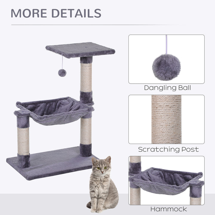 PawHut Cat Scratching Post, 2-Tier with Sisal Rope and Dangle Toy, Interactive, Beige | Aosom UK