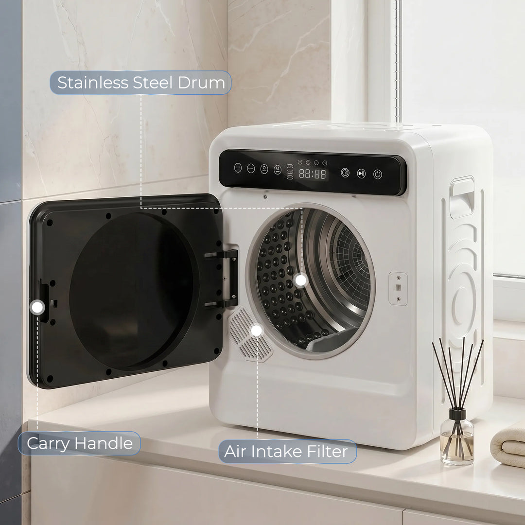5kg Vented Tumble Dryer, 1000W Compact Tumble Dryer with Smart Drying,