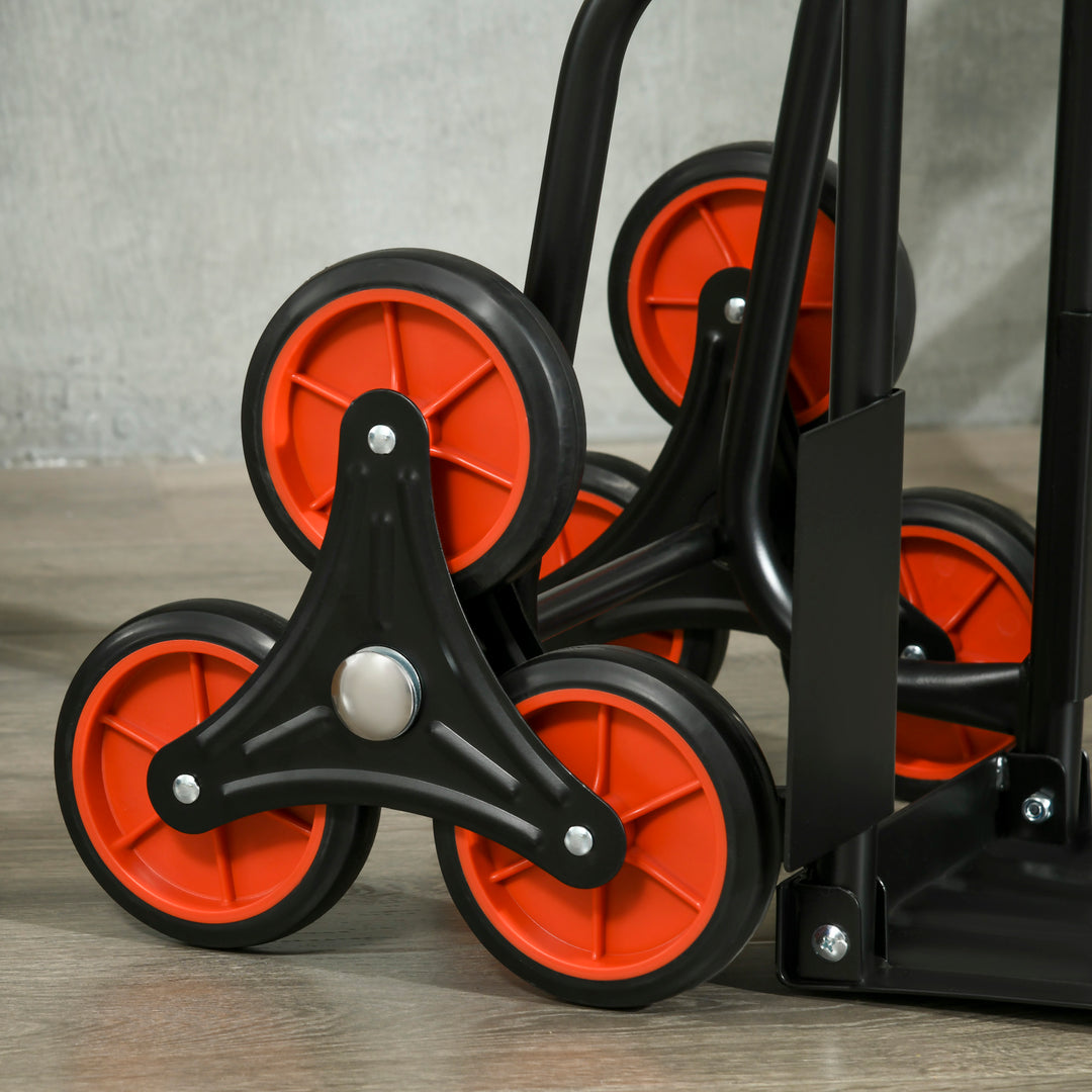 MCL Stair Climbing Hand Truck, Heavy Duty Foldable Trolley on Wheels, Multi-Purpose Sack, Steel Truck Moving Trolley, 120kg, Red