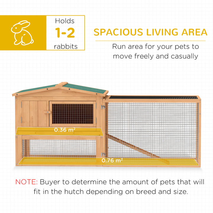 Wooden Rabbit Hutch Guinea Pig hutch House 2 Tier with Rabbit Run for Outdoor Garden Backyard, 85 x 24 x 57cm