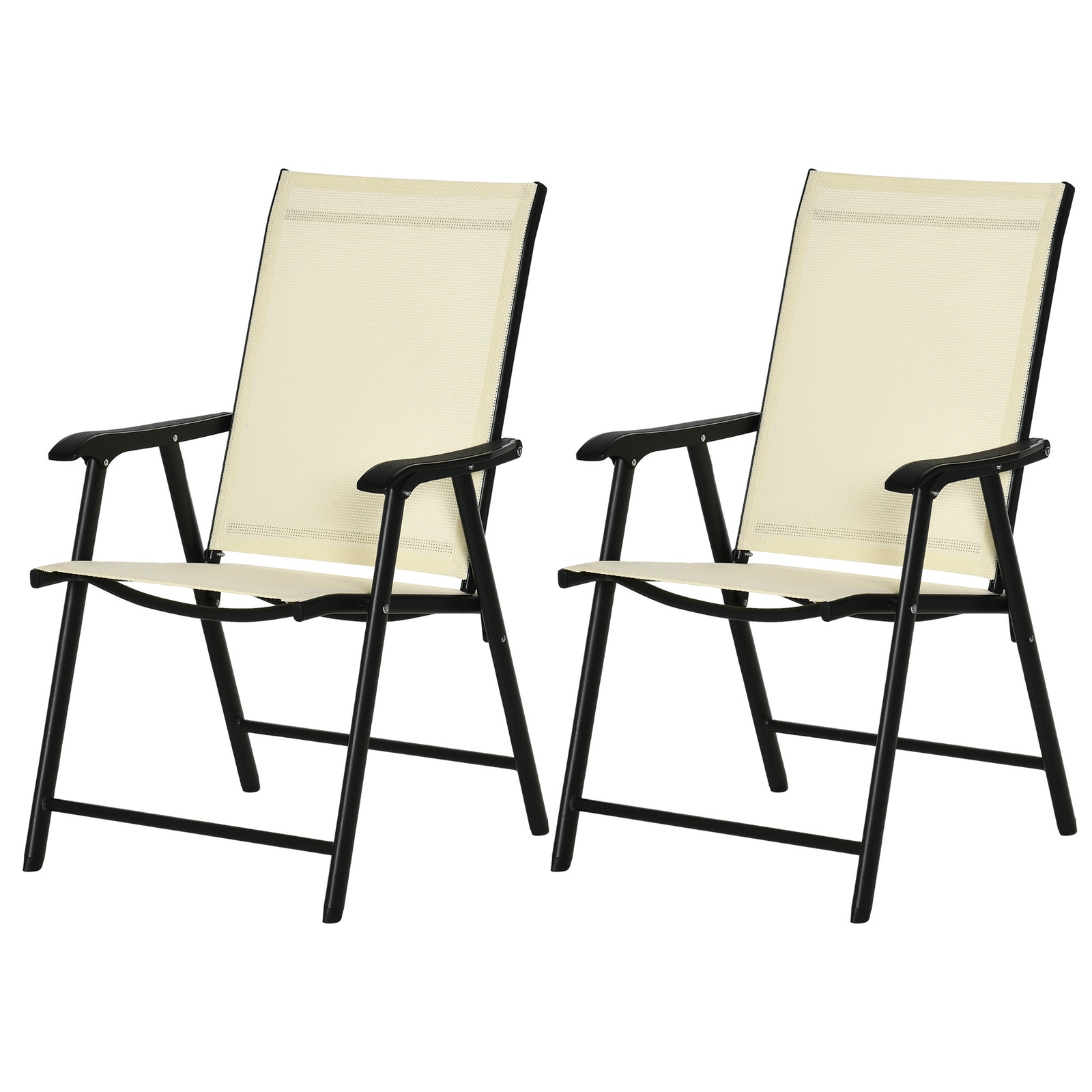 Set of Two Folding Garden Chairs - Beige