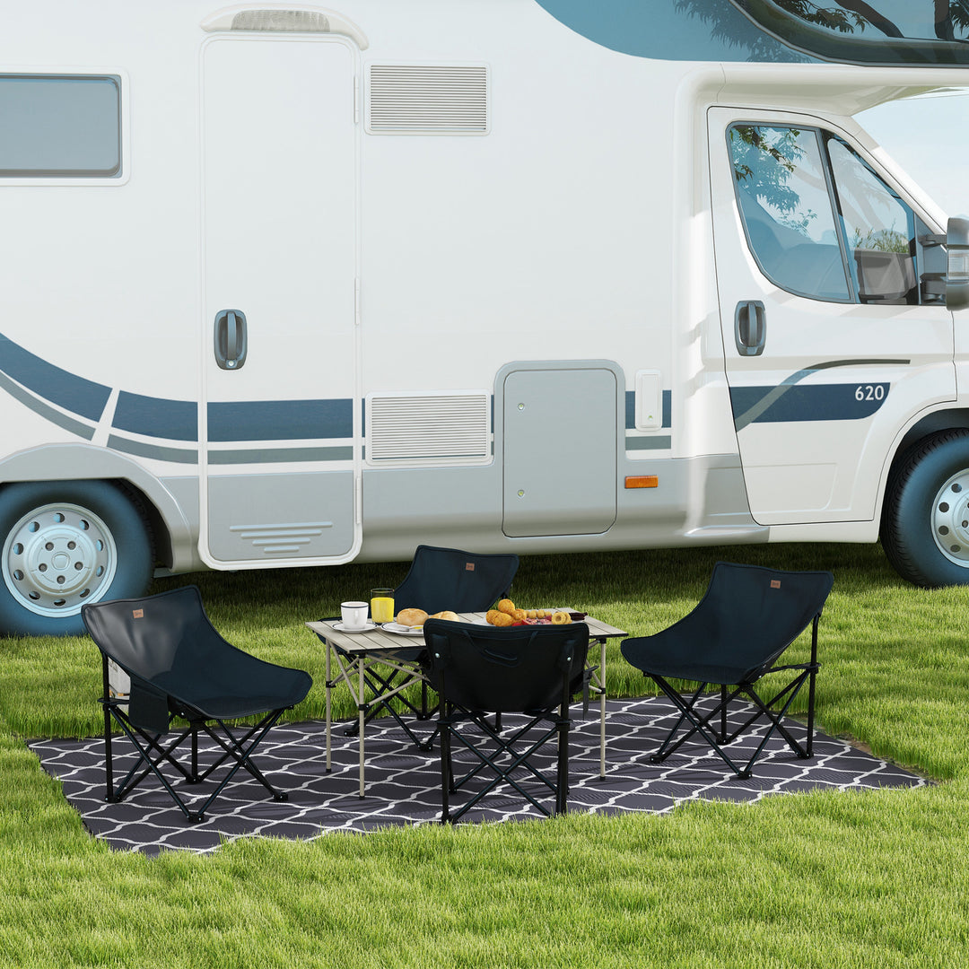 Reversible Outdoor Rug with Carry Bag, Waterproof Plastic Straw Mat for Garden, Deck, RV, Picnic, Beach, Camping, 182 x 274cm, Grey