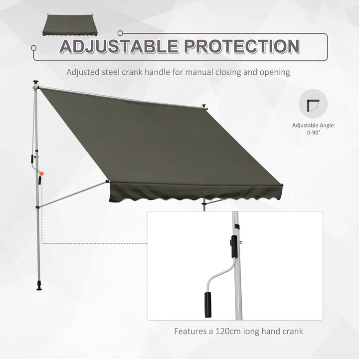 MCL 3x1.5m  Adjustable Outdoor Aluminium Frame Awning Grey