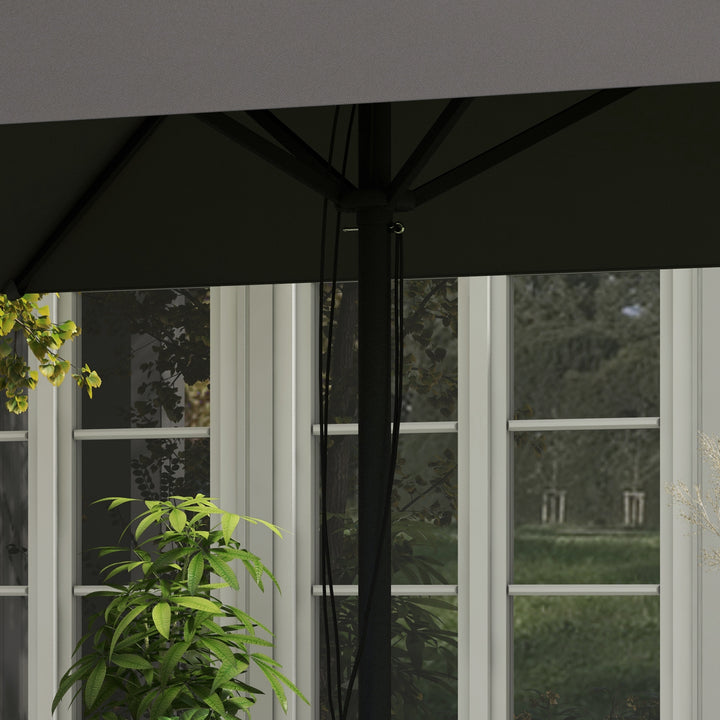 215cm Square Canopy Parasol, with Contrast Piping - Grey/Red
