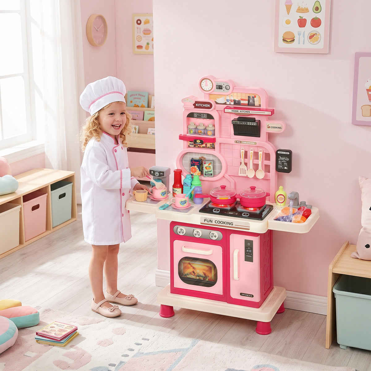 Play Kitchen, 33 PCS Kids Kitchen Playset with Lights, Sounds - view 2