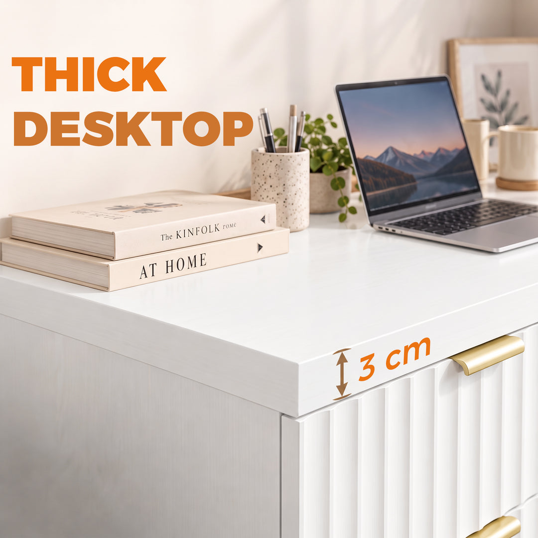 Computer Desk with Drawer, 120 cm Reversible Office Desk, Cabinet - view 5