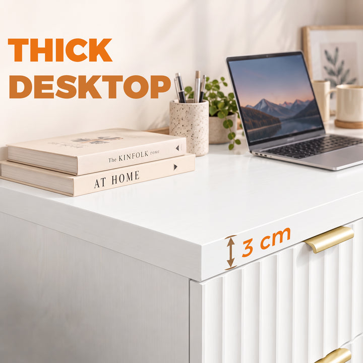 Computer Desk with Drawer, 120 cm Reversible Office Desk, Cabinet - view 5