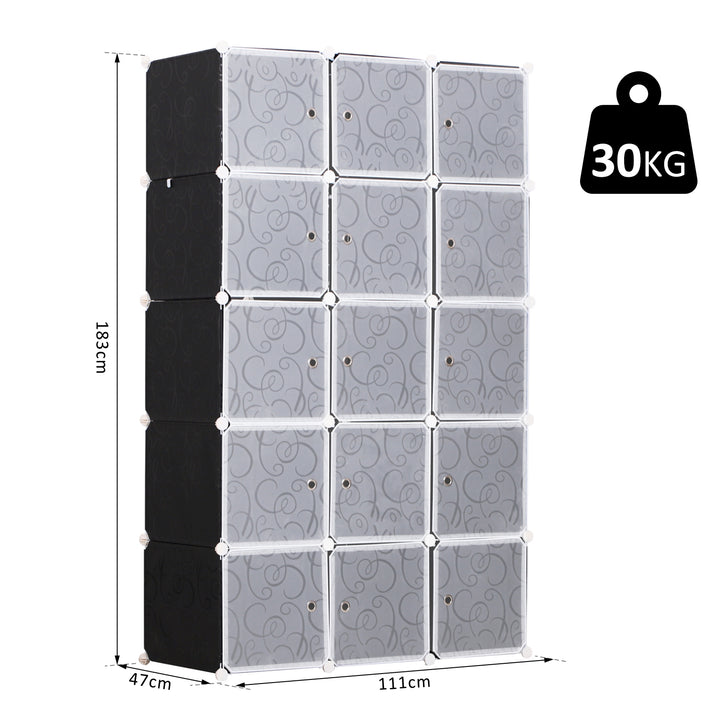 HOMCOM Cube DIY Wardrobe Portable Interlocking Plastic Modular Closet Bedroom Clothes Organiser Storage Cabinet | Aosom UK