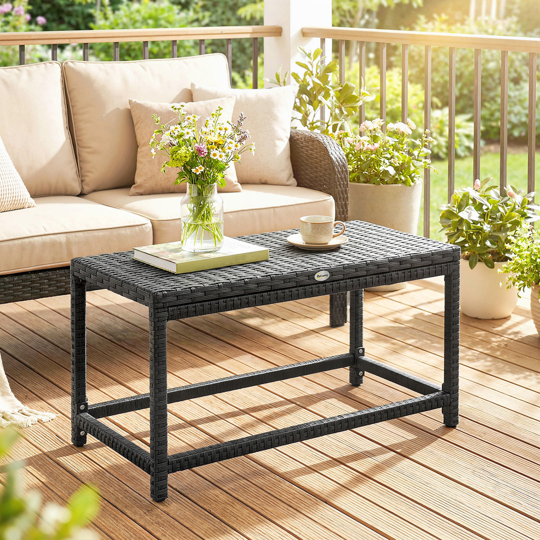 Outdoor Coffee Table Side Table with Rectangular Frame for Patio, Balc