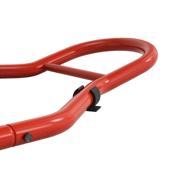 Front Motorcycle Paddock Stand Motorbike Stand with Anti-Slip Mat, U-Shaped and L-Shaped Adapters, 200 kg Capacity, for 18", 17" and 10" Tyre, Red