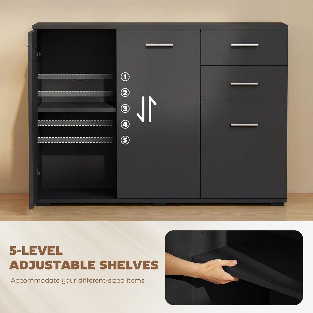 Sideboard, Modern Storage Cabinet with 2 Drawers, 3 Doors and Adjustab
