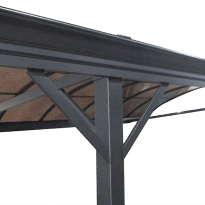 Outsunny 5 x 3(m) Hardtop Carport Aluminium Gazebo Pavilion Garden Shelter Pergola with Polycarbonate Roof, Brown