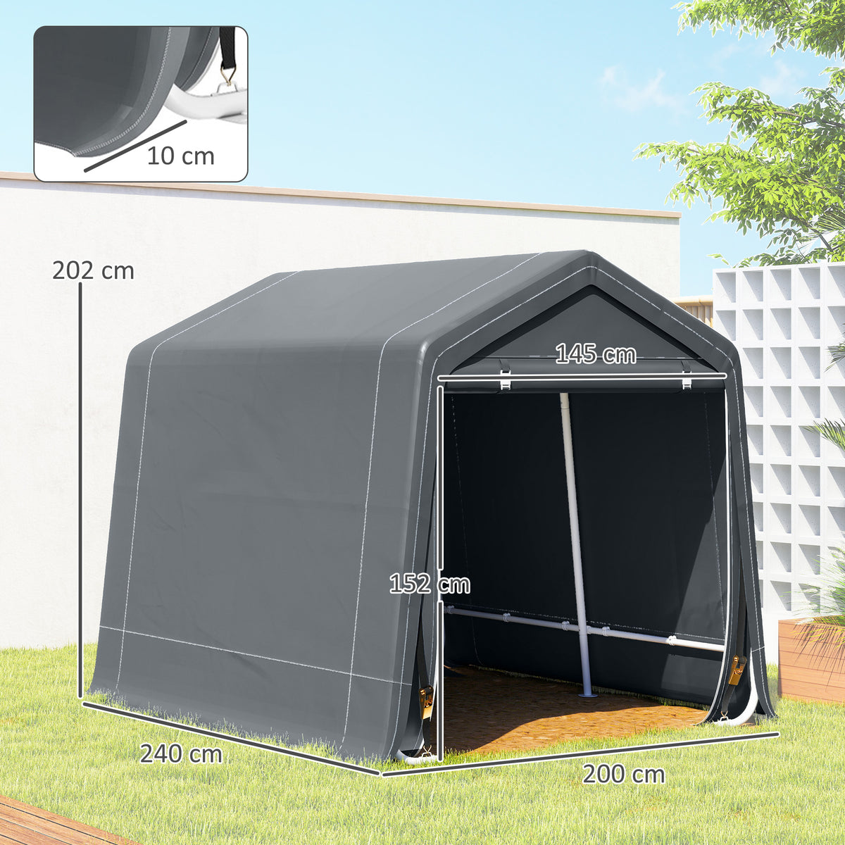 8 x 6.5 ft Outdoor Garden Storage Shed, Waterproof Bike Tent w/ Double