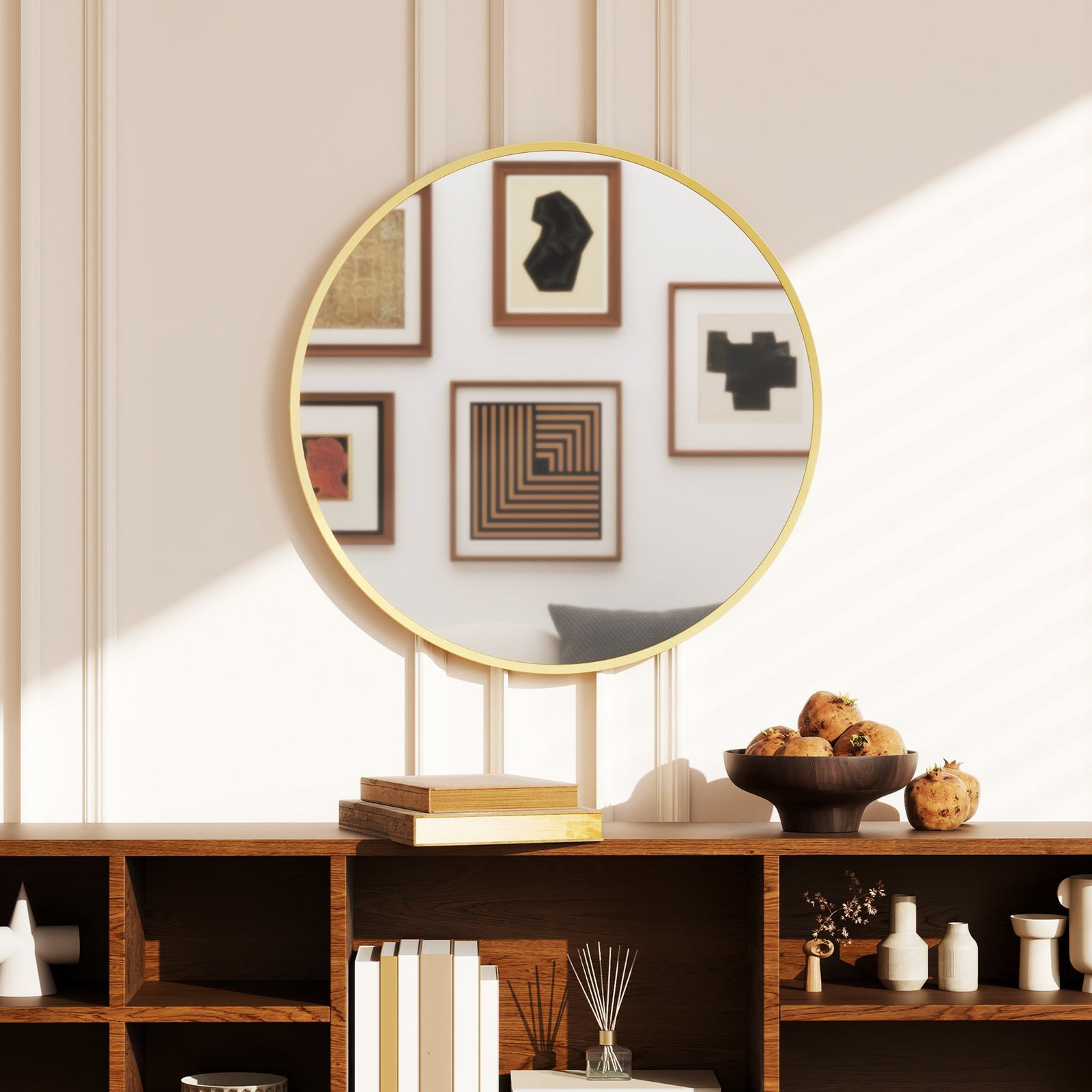 61cm Decorative Wall Mirror for Bedroom Living Room, Modern Round Bath