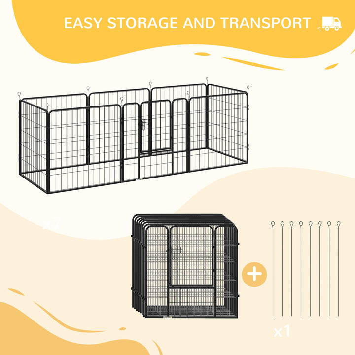 PawHut Heavy Duty 8 Panel Dog Play Pen Pet Playpen for Puppy Rabbit Enclosure Foldable Indoor Outdoor 80 x 80 cm | Aosom UK