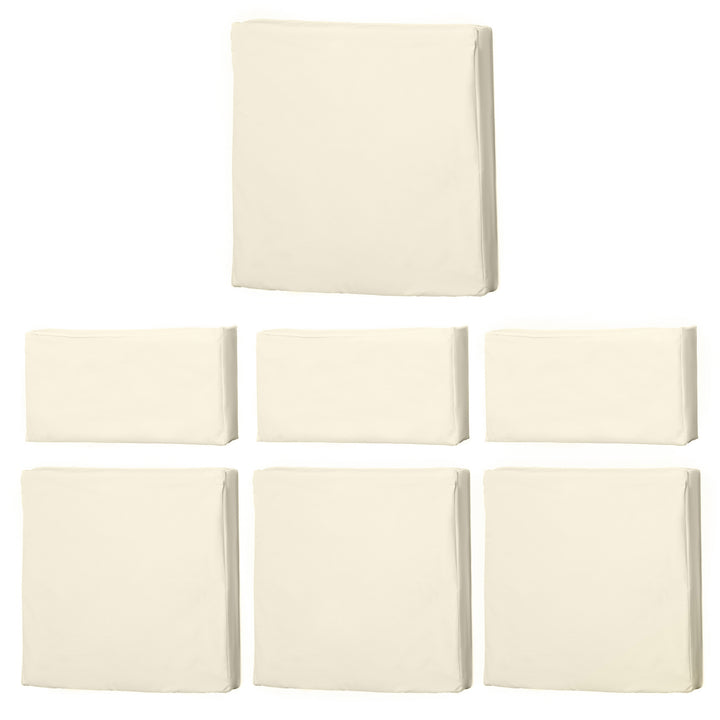 Outsunny Rattan Furniture Cushion Cover Replacement Set, 7 pcs-Cream