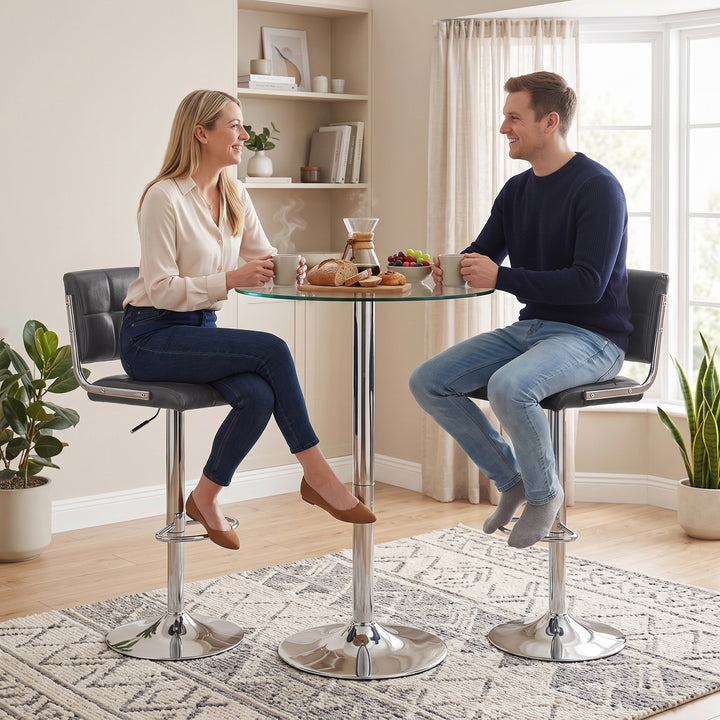 Bar Stools Modern PU Leather Adjustable Breakfast Bar Stools Backrest 