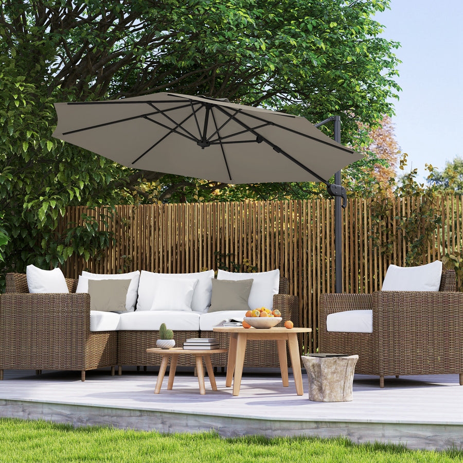3 m Five-Angle Cantilever Parasol - Light Grey
