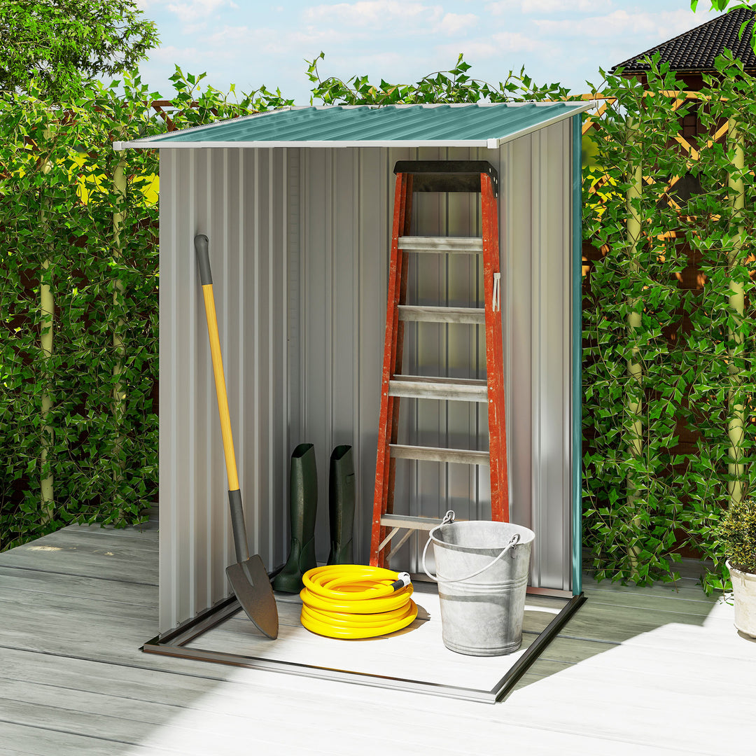 3.3 x 3.4ft Lean To Steel Garden Shed, with Locking Door - Green