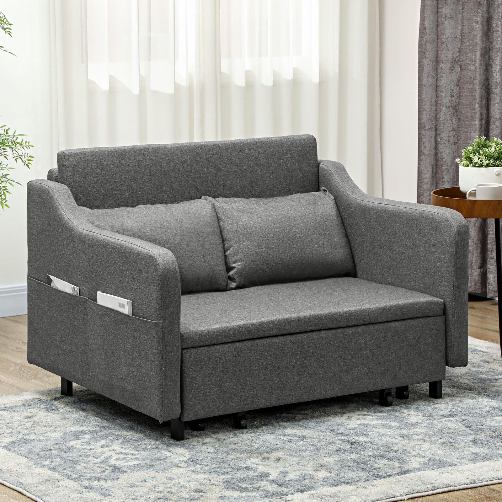 Two-Seater Pull-Out Sofa Bed - Grey