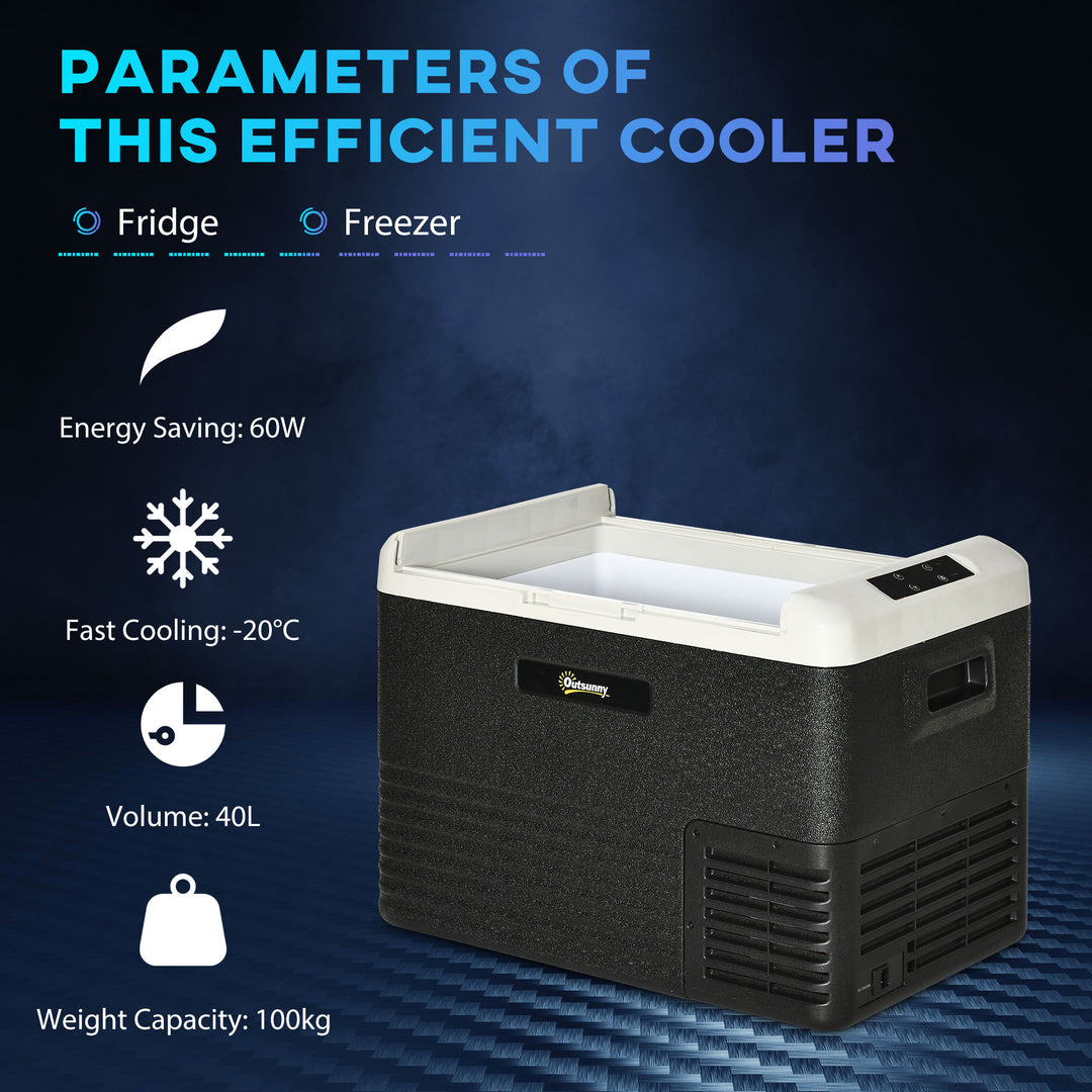 40L Portable Car Refrigerator - Grey and Black
