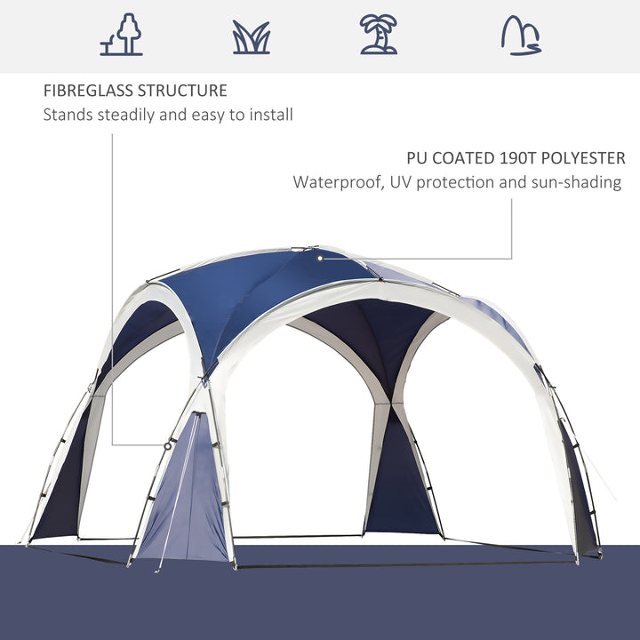 3.5 x 3.5M Camping Gazebo, Outdoor Event Shelter Dome Tent Garden Sun Shelter Patio Spire Arc Pavilion Camp Sun Shade Tent for 6-8 Person, Blue and Grey