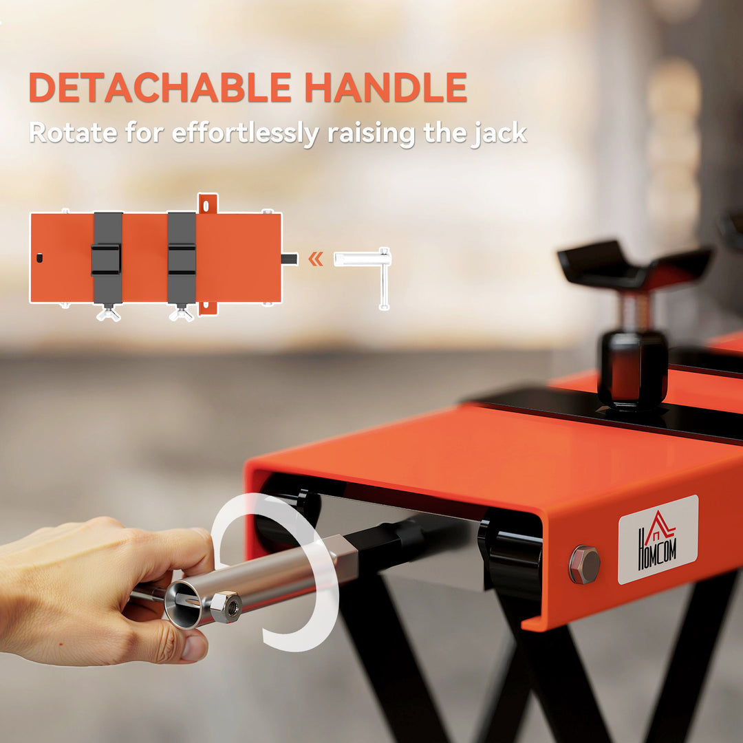 500 kg Motorcycle Scissor Lift Jack, Heavy Duty Steel Adjustable Motorbike Lifting Hoist Stand with Safety Pin, Foldable Lifter for Dirt Bike Repair Maintenance, 45x15 cm Large Platform, Orange