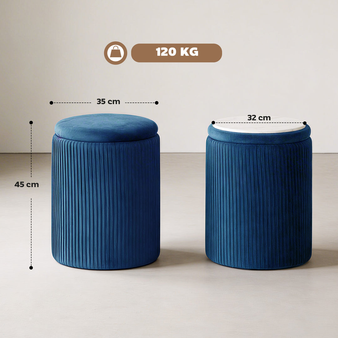 Storage Ottoman Modern Velvet Round Foot Stool for Living Room Bedroom